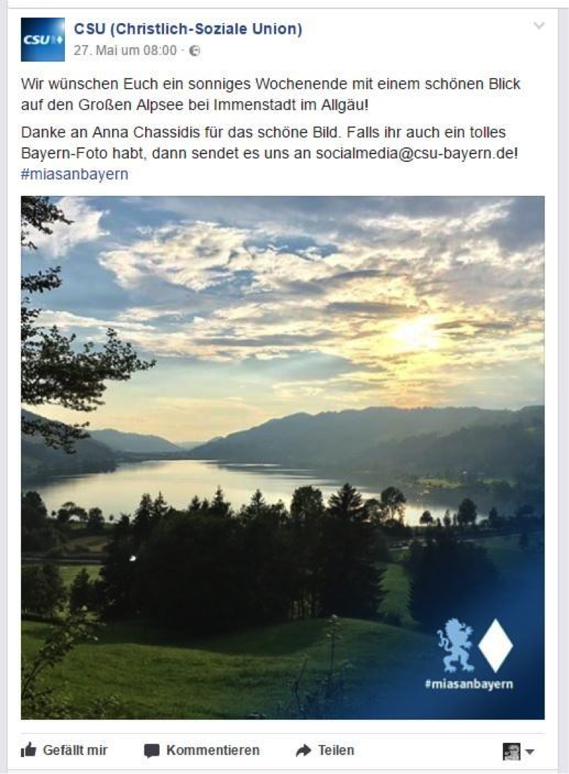 CSU Facebook Wahlkampf der CSU - Screenshot eines Posts