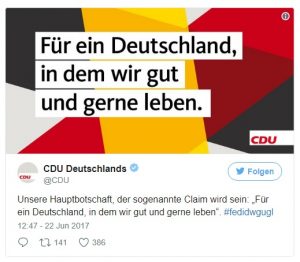 Ein Tweet der CDU. Zu sehen ist ihre Hauptbotschaft 